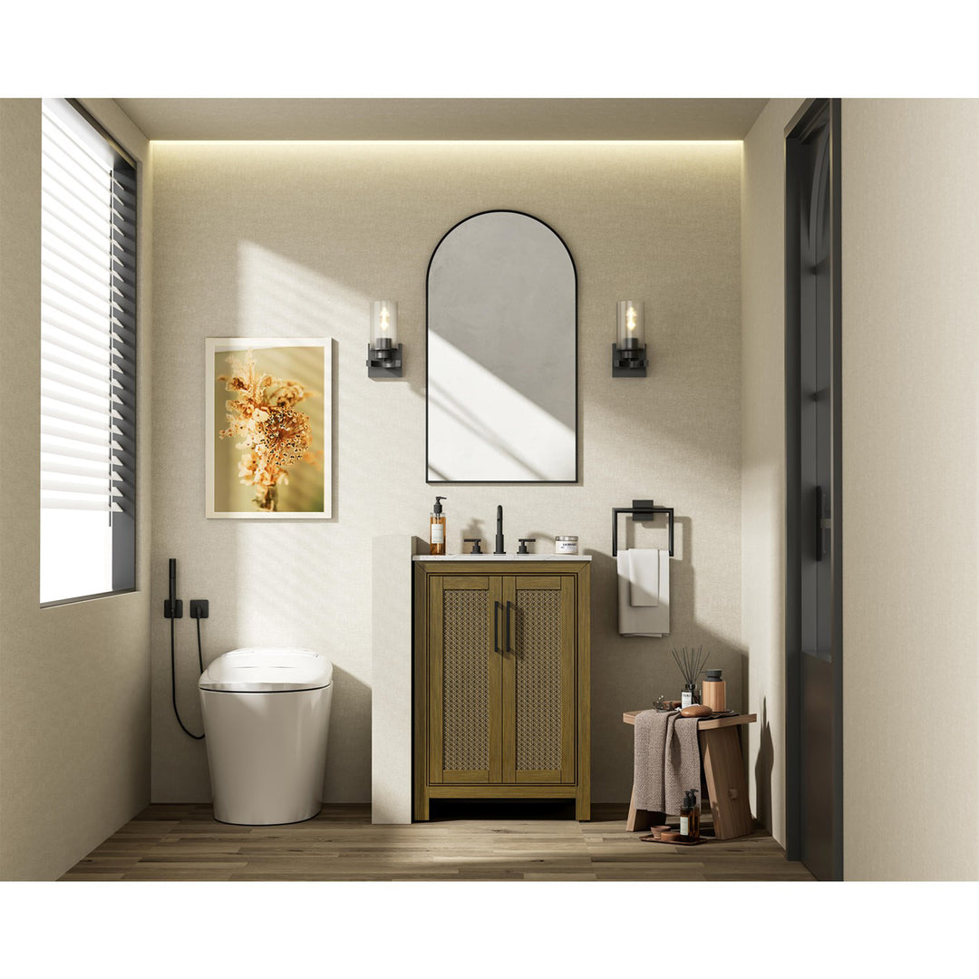 24 Inch Single Bathroom Vanity In Hazel Oak - View 3 - Joshua Marshal