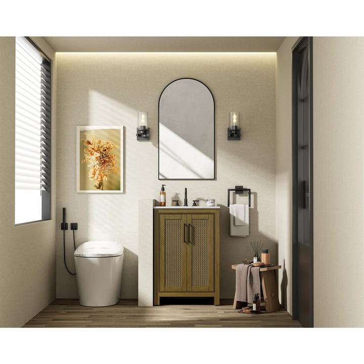 24 Inch Single Bathroom Vanity In Hazel Oak - View 3 - Joshua Marshal