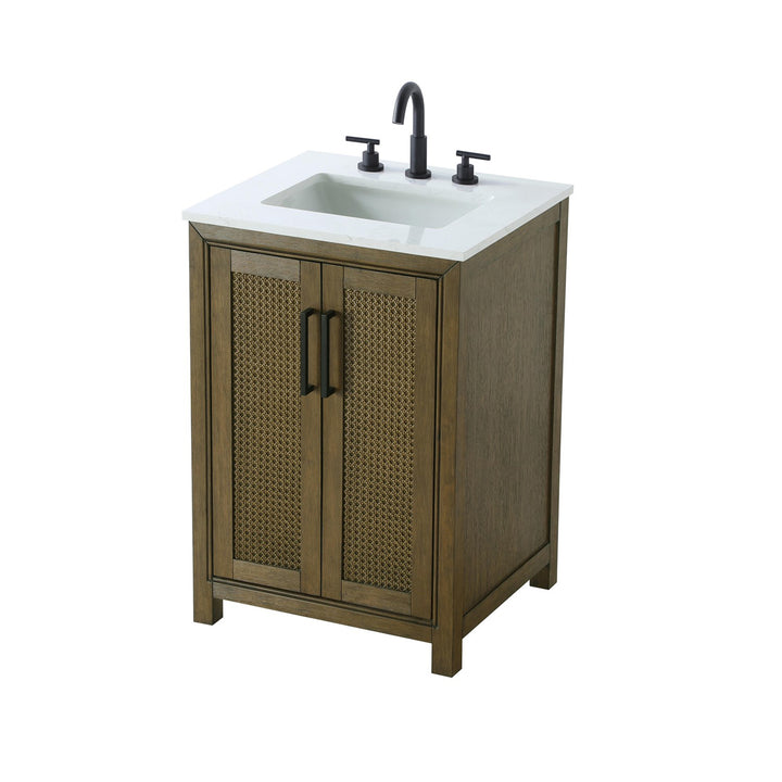24 Inch Single Bathroom Vanity In Hazel Oak - View 5 - Joshua Marshal