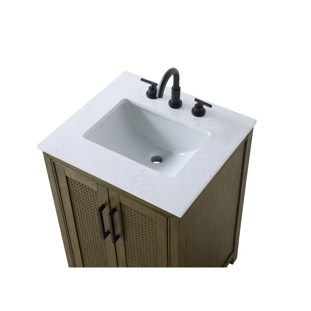 24 Inch Single Bathroom Vanity In Hazel Oak - View 6 - Joshua Marshal