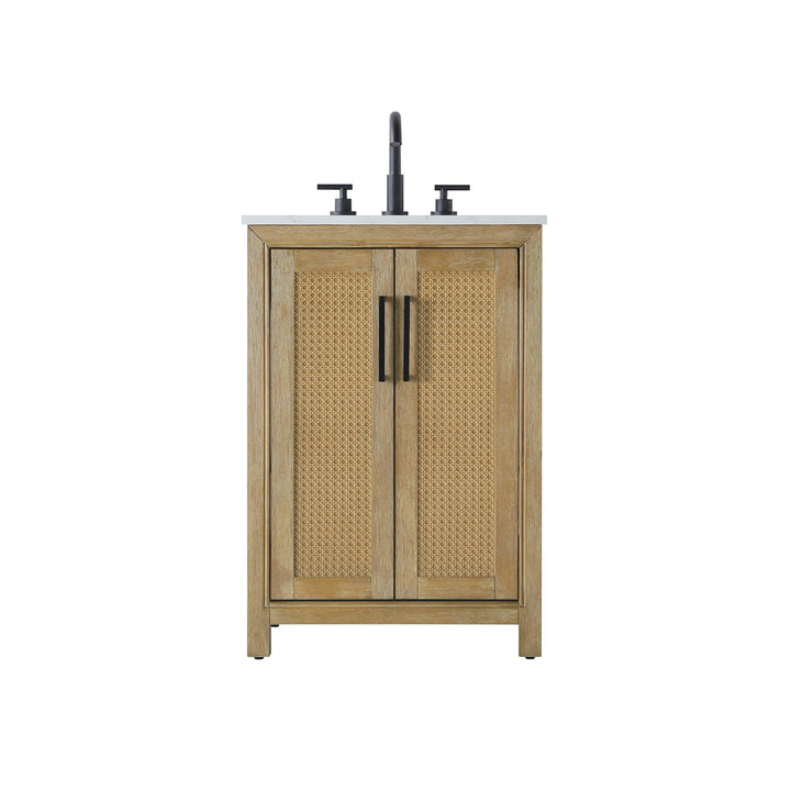24 Inch Single Bathroom Vanity In Linen Oak - View 3 - Joshua Marshal