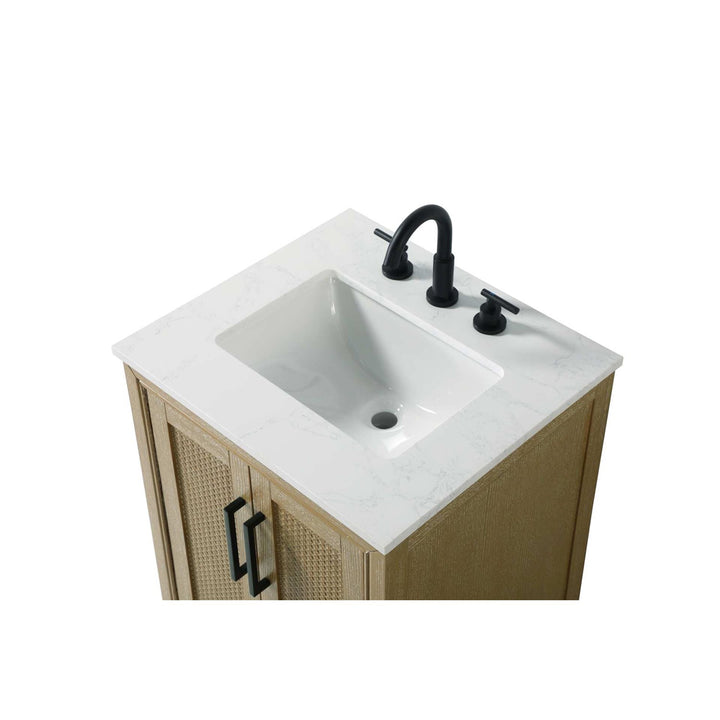 24 Inch Single Bathroom Vanity In Linen Oak - View 4 - Joshua Marshal