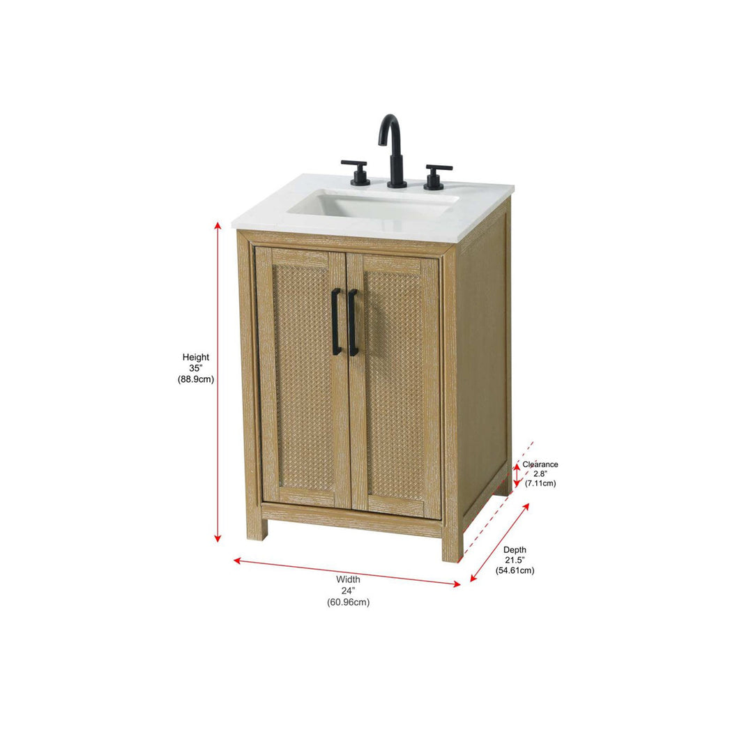 24 Inch Single Bathroom Vanity In Linen Oak - View 5 - Joshua Marshal