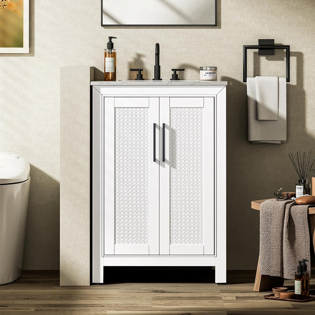 24 Inch Single Bathroom Vanity In White White Finish - KITCHEN & BATH by Joshua Marshal