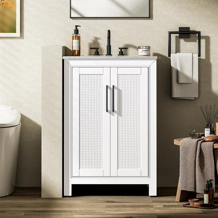 24 Inch Single Bathroom Vanity In White White Finish - KITCHEN & BATH by Joshua Marshal