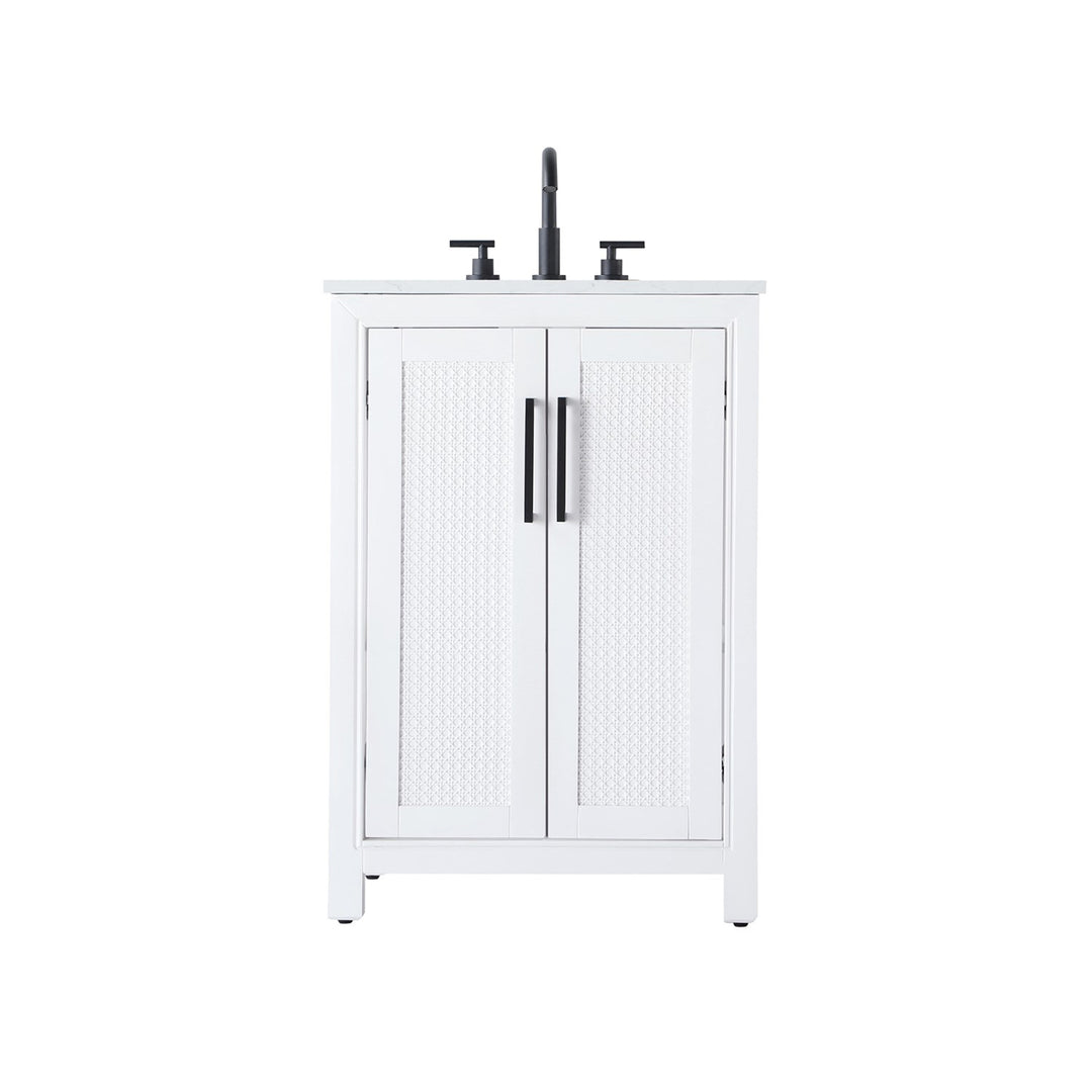 24 Inch Single Bathroom Vanity In White - View 3 - Joshua Marshal