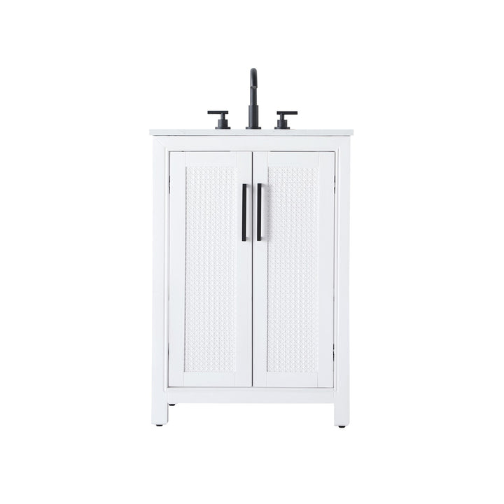 24 Inch Single Bathroom Vanity In White - View 3 - Joshua Marshal
