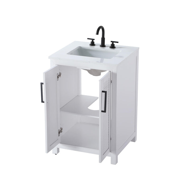 24 Inch Single Bathroom Vanity In White - View 4 - Joshua Marshal
