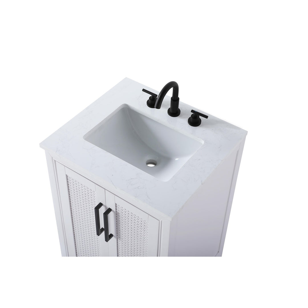 24 Inch Single Bathroom Vanity In White - View 5 - Joshua Marshal