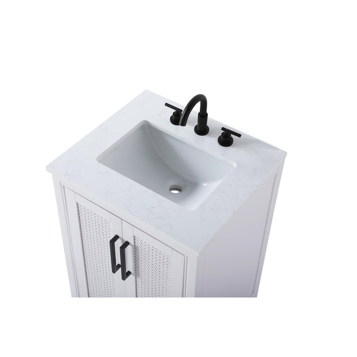 24 Inch Single Bathroom Vanity In White - View 5 - Joshua Marshal
