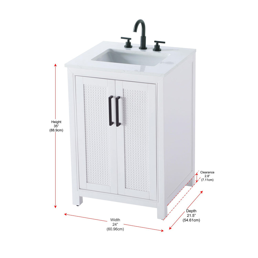 24 Inch Single Bathroom Vanity In White - View 6 - Joshua Marshal