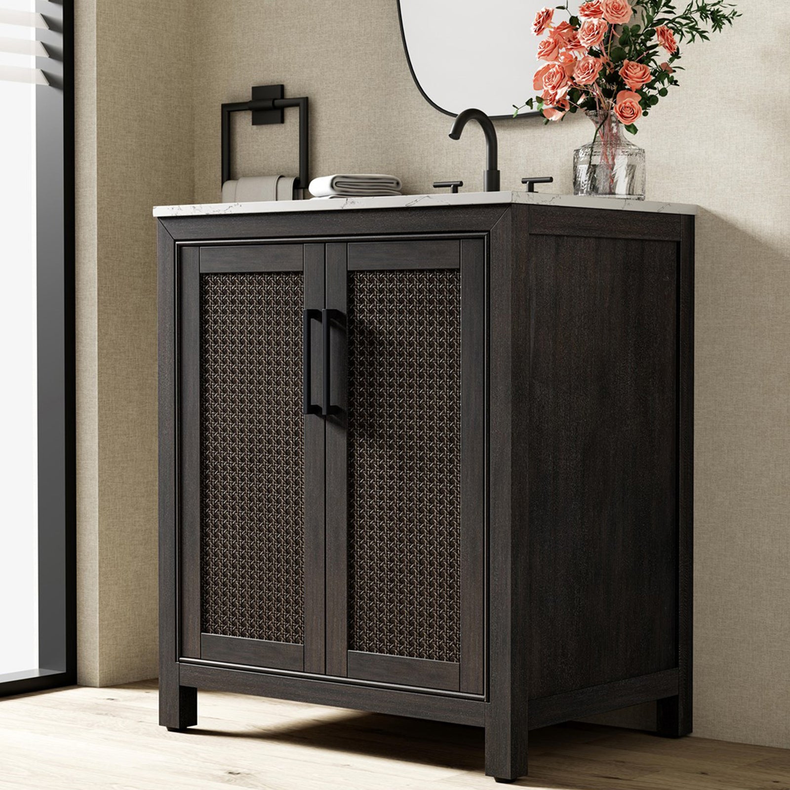 30 Inch Single Bathroom Vanity In Chocolate Oak Chocolate Oak Finish - KITCHEN & BATH by Joshua Marshal