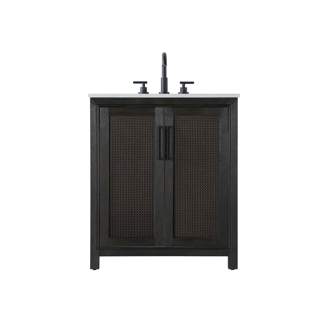 30 Inch Single Bathroom Vanity In Chocolate Oak - View 3 - Joshua Marshal