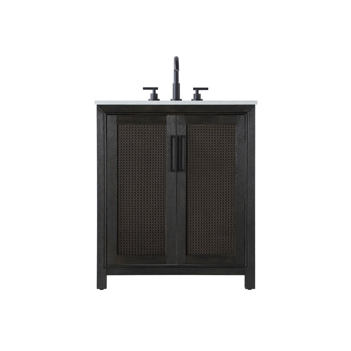 30 Inch Single Bathroom Vanity In Chocolate Oak - View 3 - Joshua Marshal