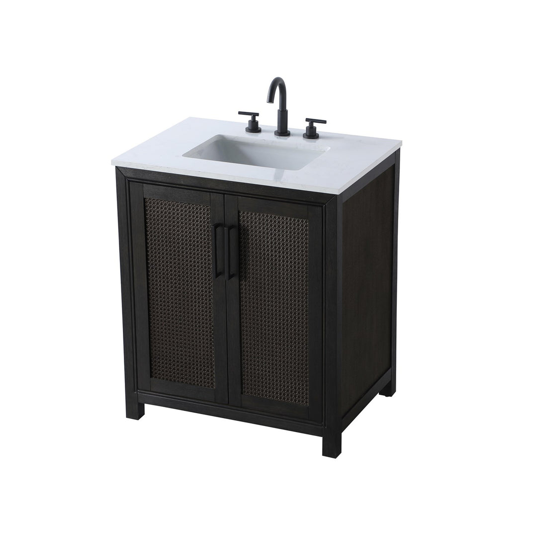 30 Inch Single Bathroom Vanity In Chocolate Oak - View 4 - Joshua Marshal