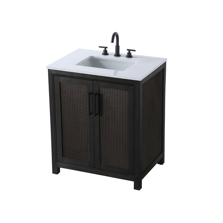 30 Inch Single Bathroom Vanity In Chocolate Oak - View 4 - Joshua Marshal