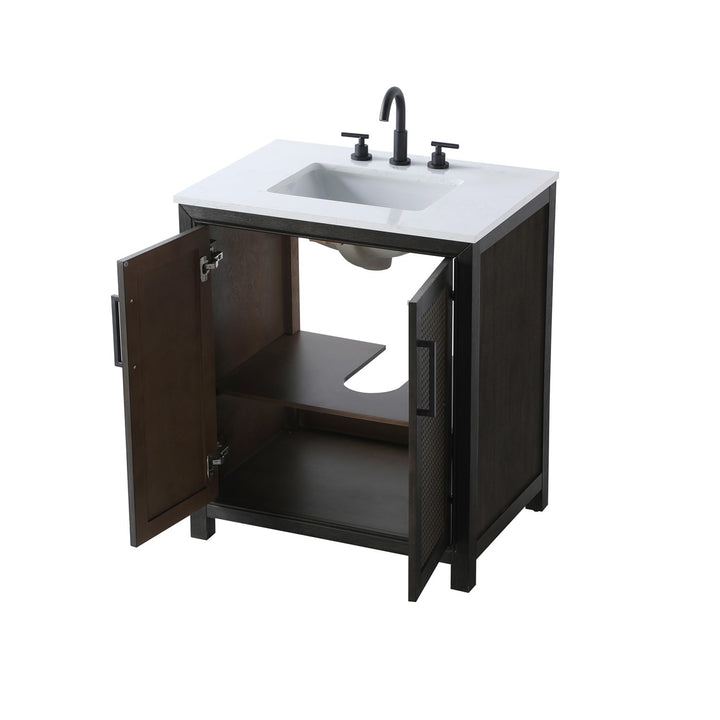 30 Inch Single Bathroom Vanity In Chocolate Oak - View 5 - Joshua Marshal