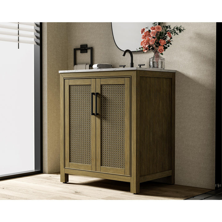 30 Inch Single Bathroom Vanity In Hazel Oak - View 2 - Joshua Marshal