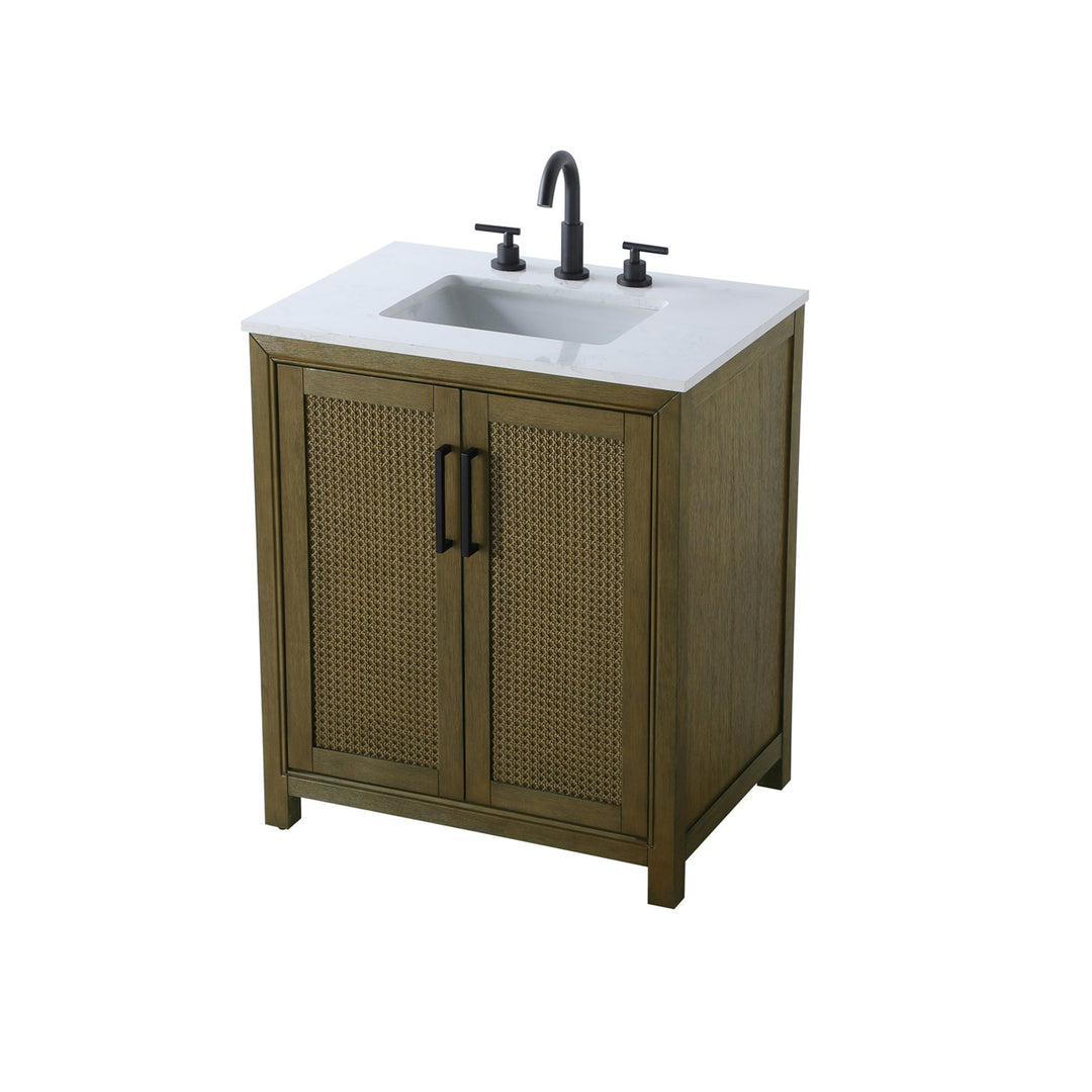 30 Inch Single Bathroom Vanity In Hazel Oak - View 4 - Joshua Marshal