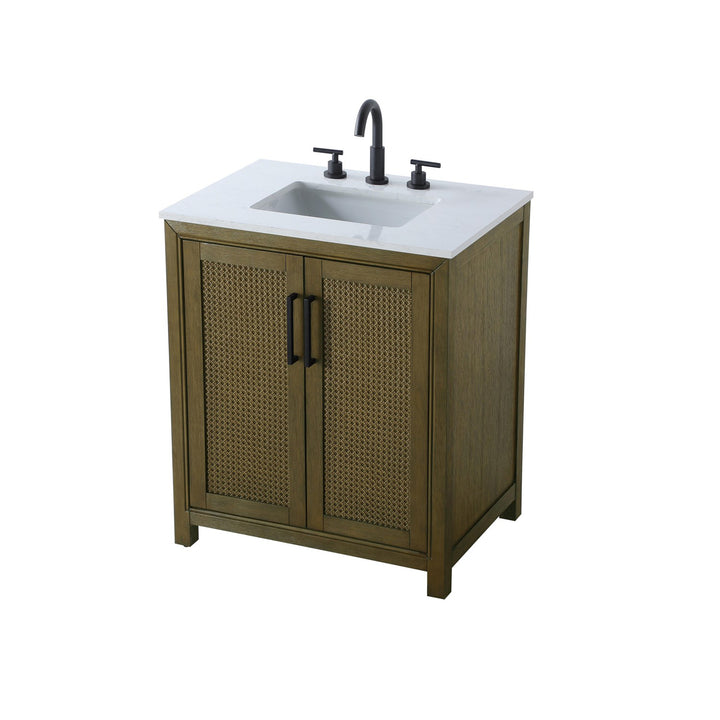 30 Inch Single Bathroom Vanity In Hazel Oak - View 4 - Joshua Marshal