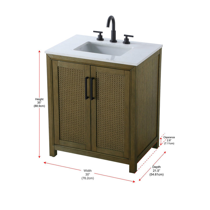 30 Inch Single Bathroom Vanity In Hazel Oak - View 6 - Joshua Marshal