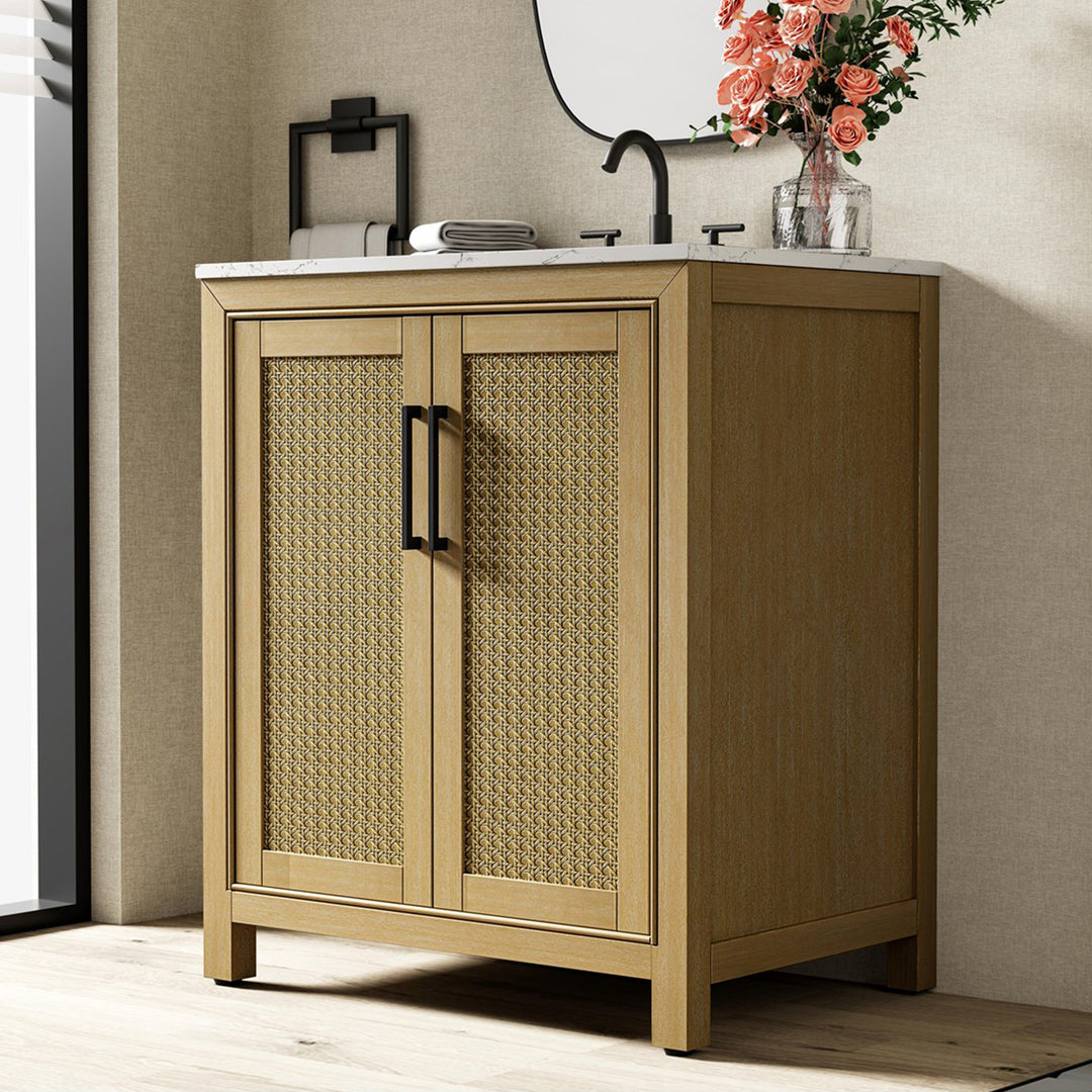 30 Inch Single Bathroom Vanity In Linen Oak Linen Oak Finish - KITCHEN & BATH by Joshua Marshal
