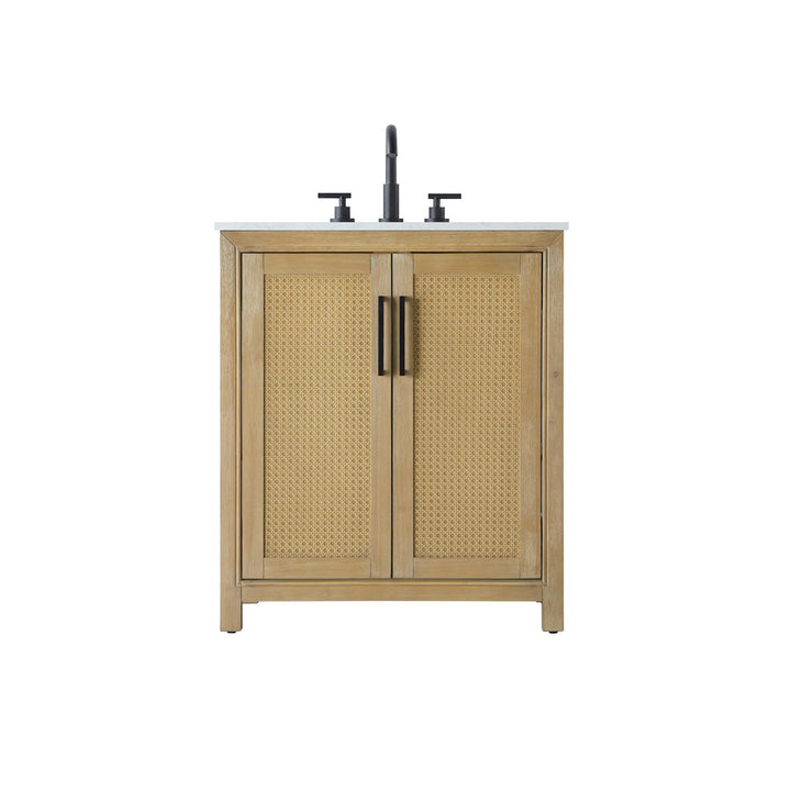 30 Inch Single Bathroom Vanity In Linen Oak - View 3 - Joshua Marshal