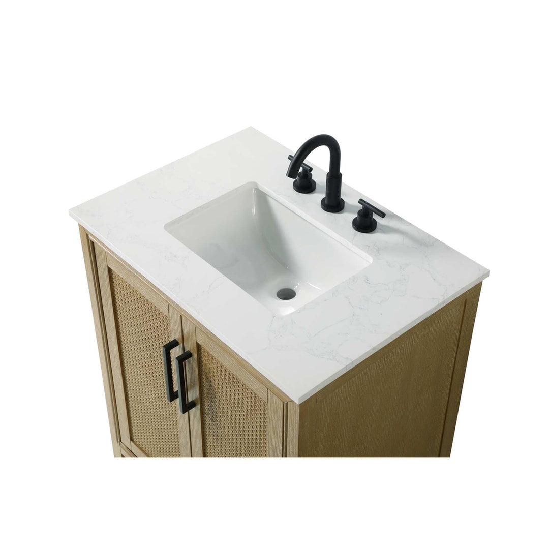 30 Inch Single Bathroom Vanity In Linen Oak - View 4 - Joshua Marshal