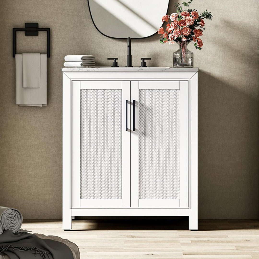 30 Inch Single Bathroom Vanity In White White Finish - KITCHEN & BATH by Joshua Marshal
