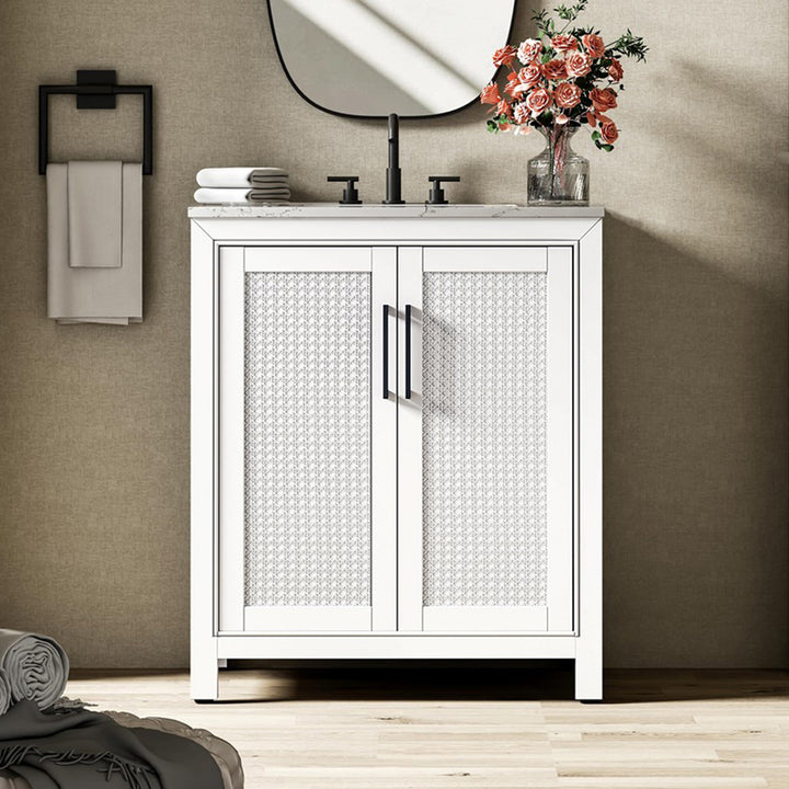 30 Inch Single Bathroom Vanity In White White Finish - KITCHEN & BATH by Joshua Marshal