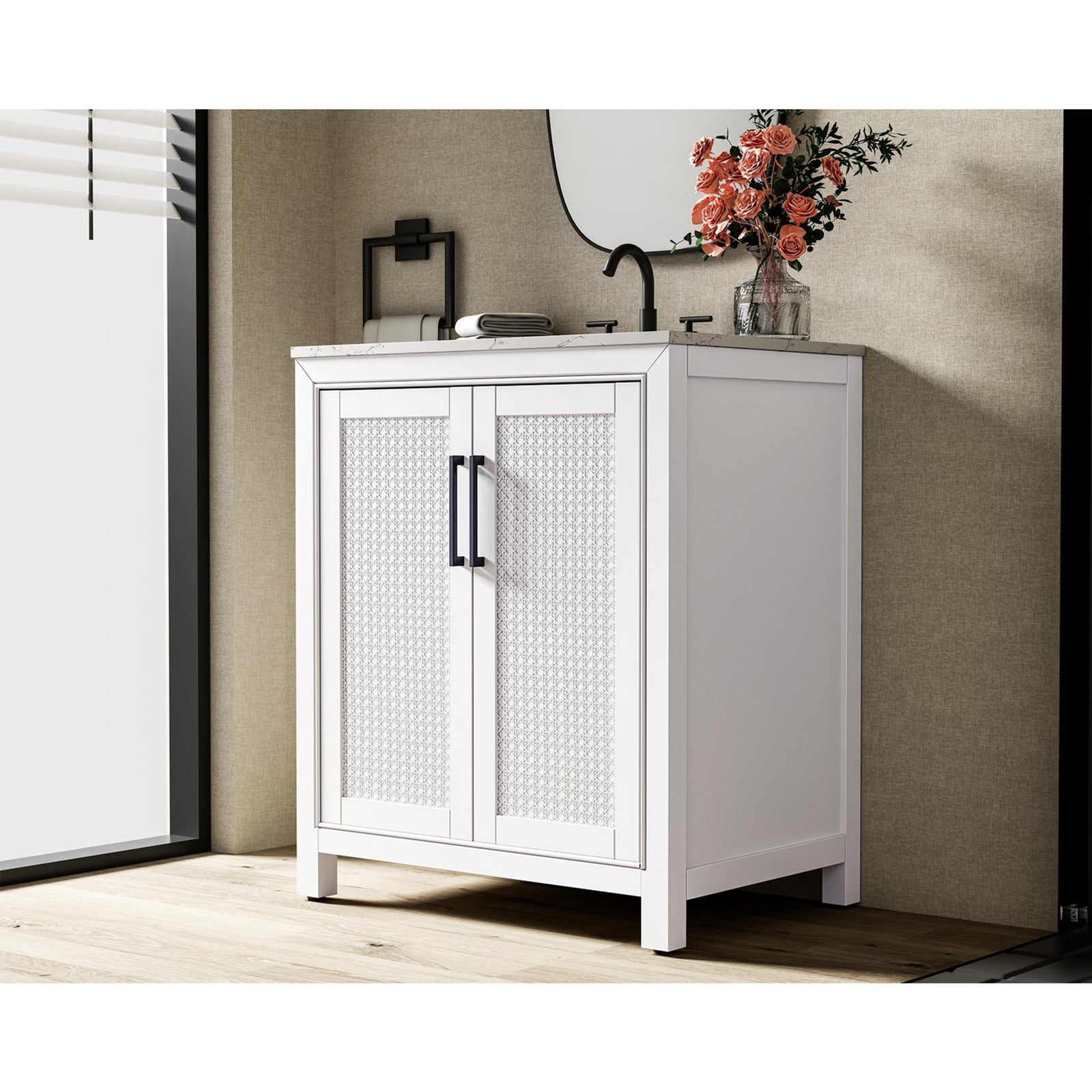 30 Inch Single Bathroom Vanity In White - View 2 - Joshua Marshal