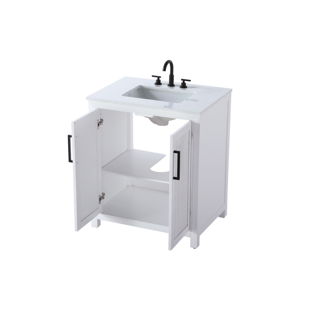 30 Inch Single Bathroom Vanity In White - View 4 - Joshua Marshal