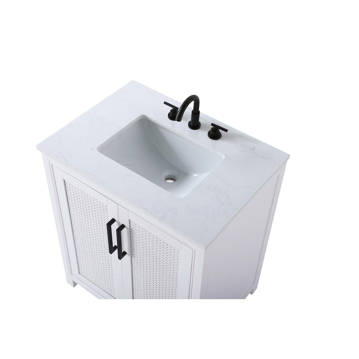 30 Inch Single Bathroom Vanity In White - View 5 - Joshua Marshal