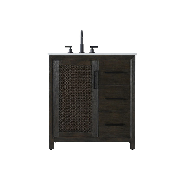 32 Inch Single Bathroom Vanity In Chocolate Oak - View 3 - Joshua Marshal
