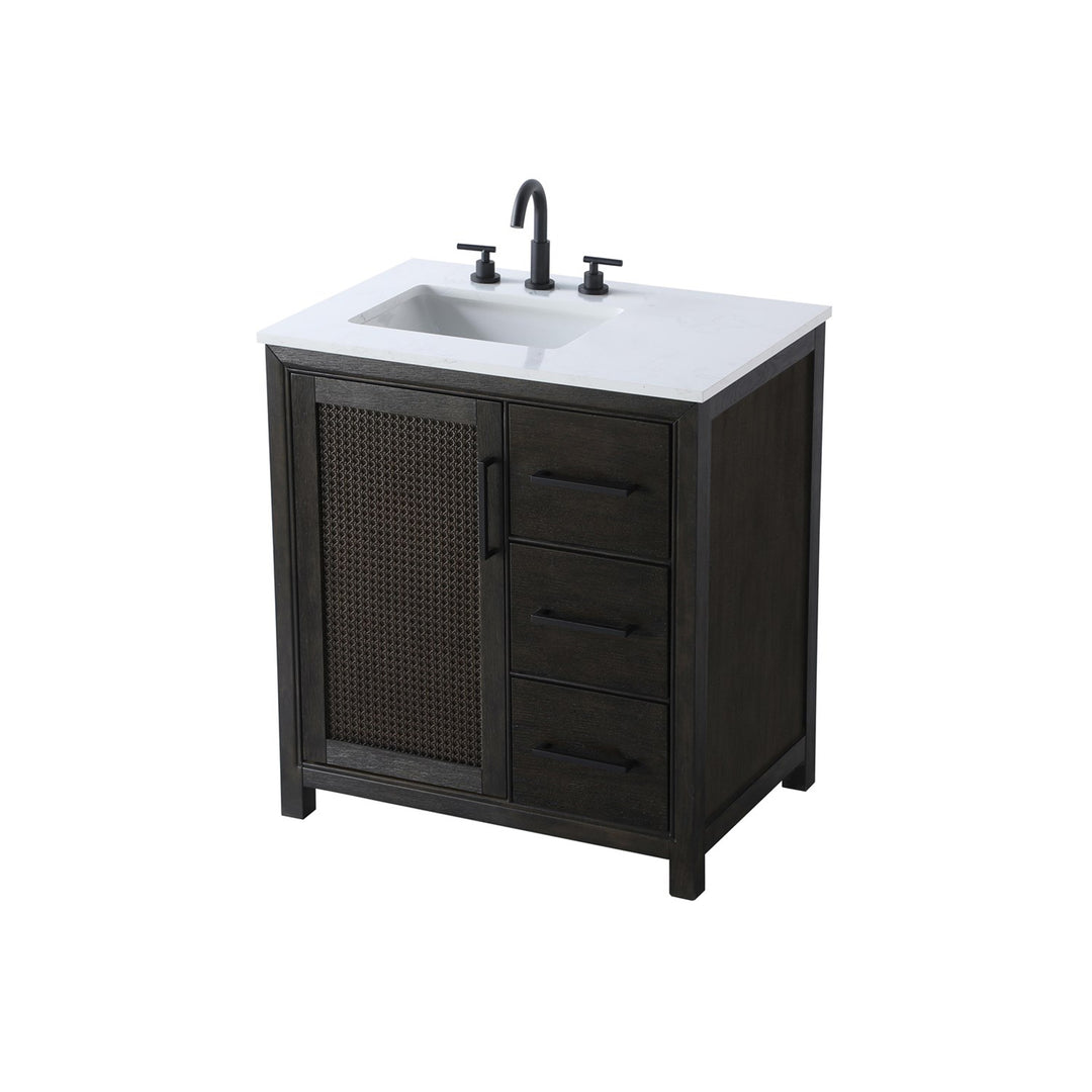 32 Inch Single Bathroom Vanity In Chocolate Oak - View 4 - Joshua Marshal