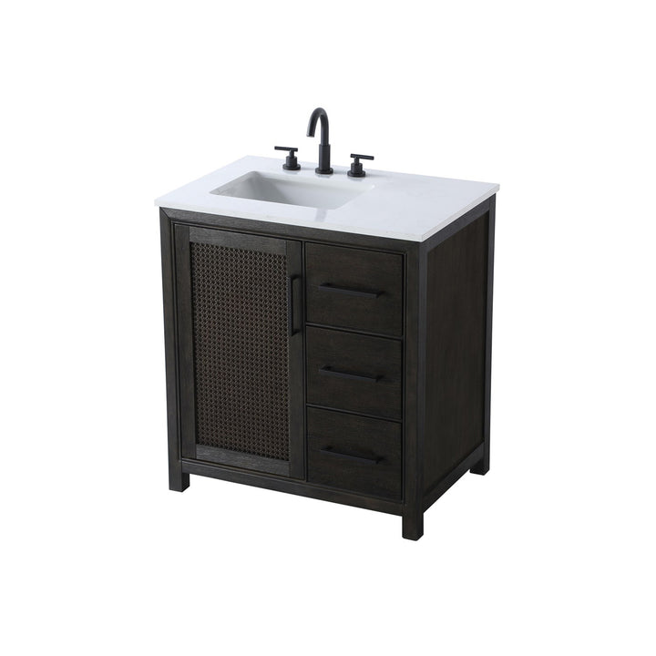 32 Inch Single Bathroom Vanity In Chocolate Oak - View 4 - Joshua Marshal