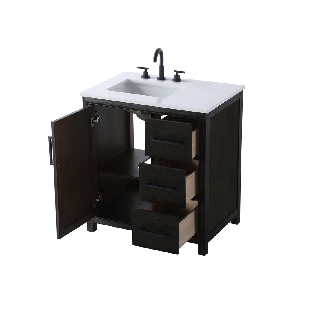 32 Inch Single Bathroom Vanity In Chocolate Oak - View 5 - Joshua Marshal