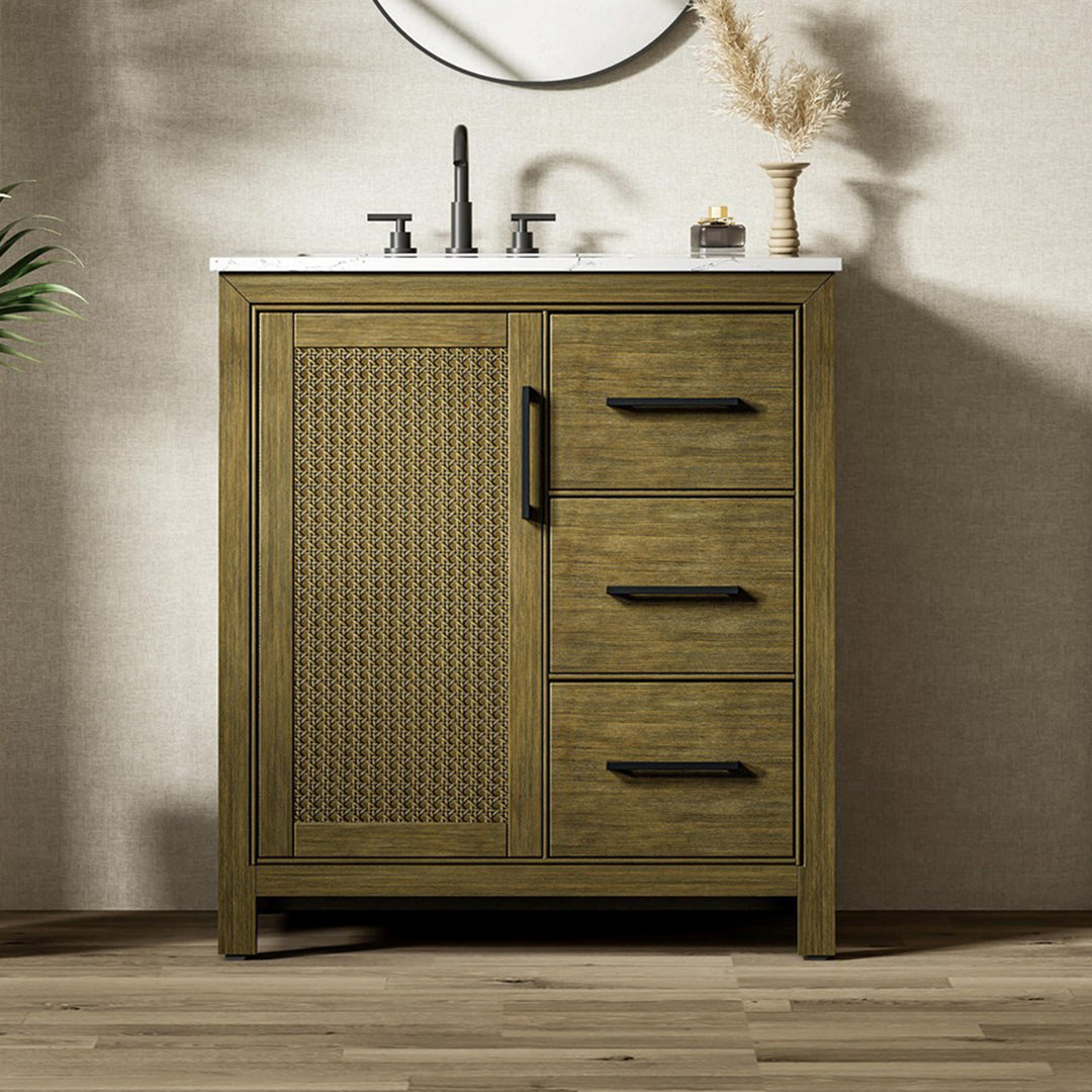 32 Inch Single Bathroom Vanity In Hazel Oak Hazel Oak Finish - KITCHEN & BATH by Joshua Marshal
