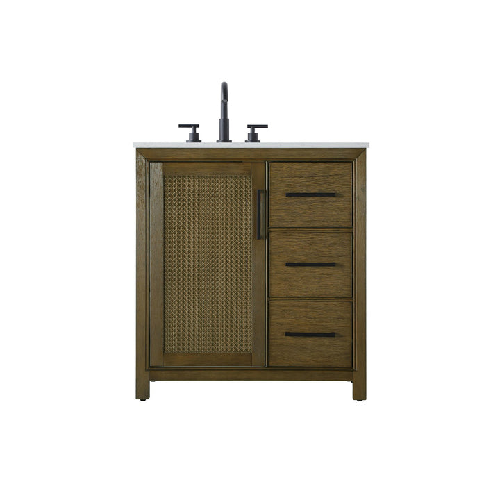 32 Inch Single Bathroom Vanity In Hazel Oak - View 3 - Joshua Marshal