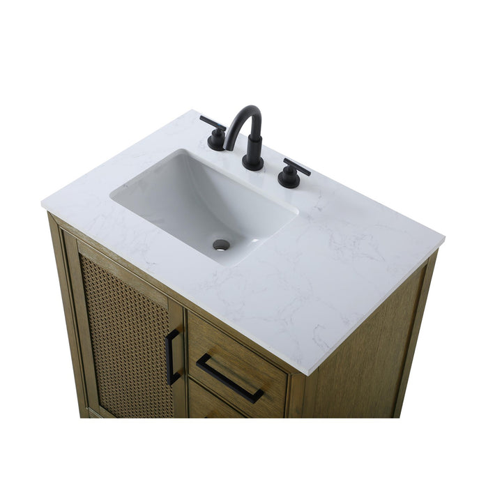 32 Inch Single Bathroom Vanity In Hazel Oak - View 5 - Joshua Marshal