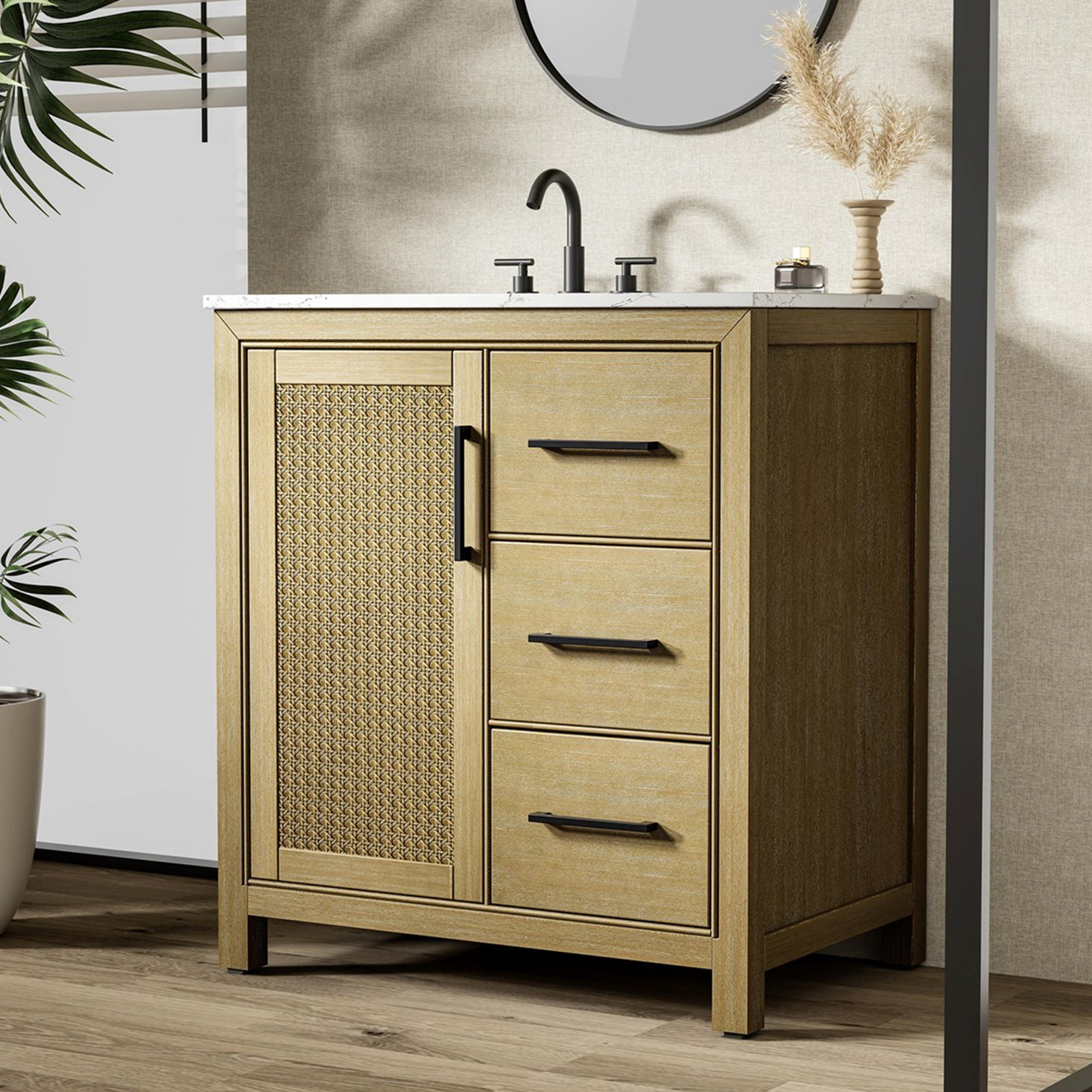 32 Inch Single Bathroom Vanity In Linen Oak Linen Oak Finish - KITCHEN & BATH by Joshua Marshal