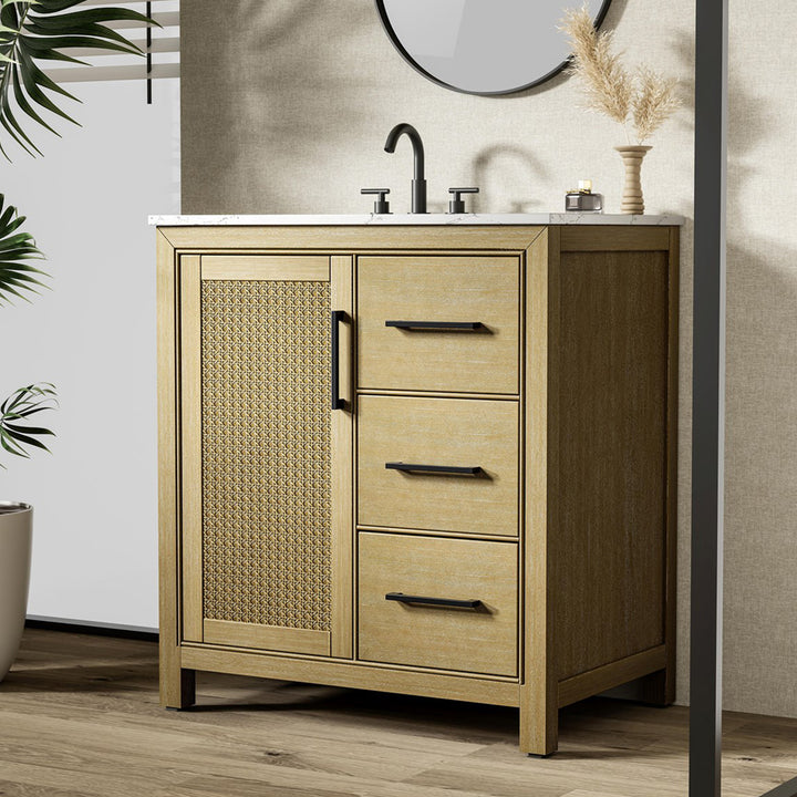 32 Inch Single Bathroom Vanity In Linen Oak Linen Oak Finish - KITCHEN & BATH by Joshua Marshal