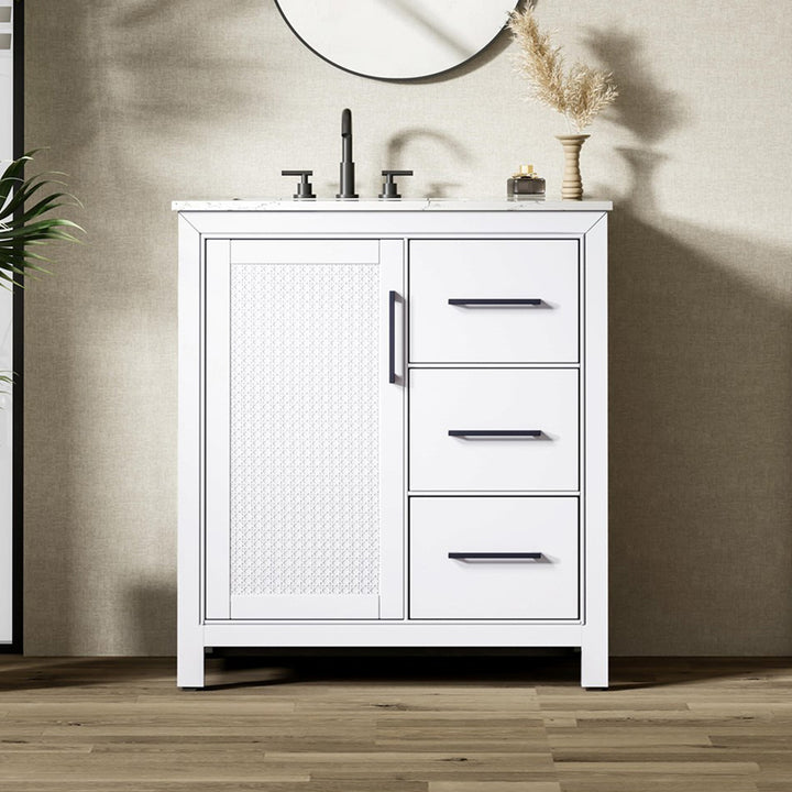 32 Inch Single Bathroom Vanity In White White Finish - KITCHEN & BATH by Joshua Marshal