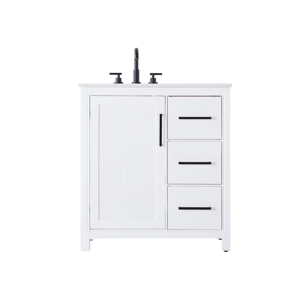 32 Inch Single Bathroom Vanity In White - View 3 - Joshua Marshal