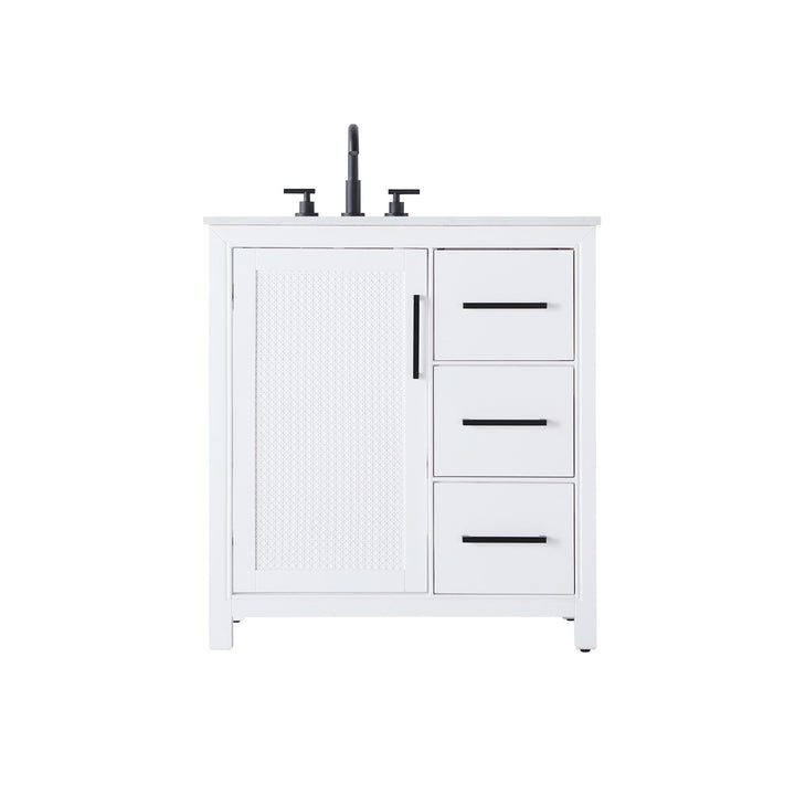 32 Inch Single Bathroom Vanity In White - View 3 - Joshua Marshal