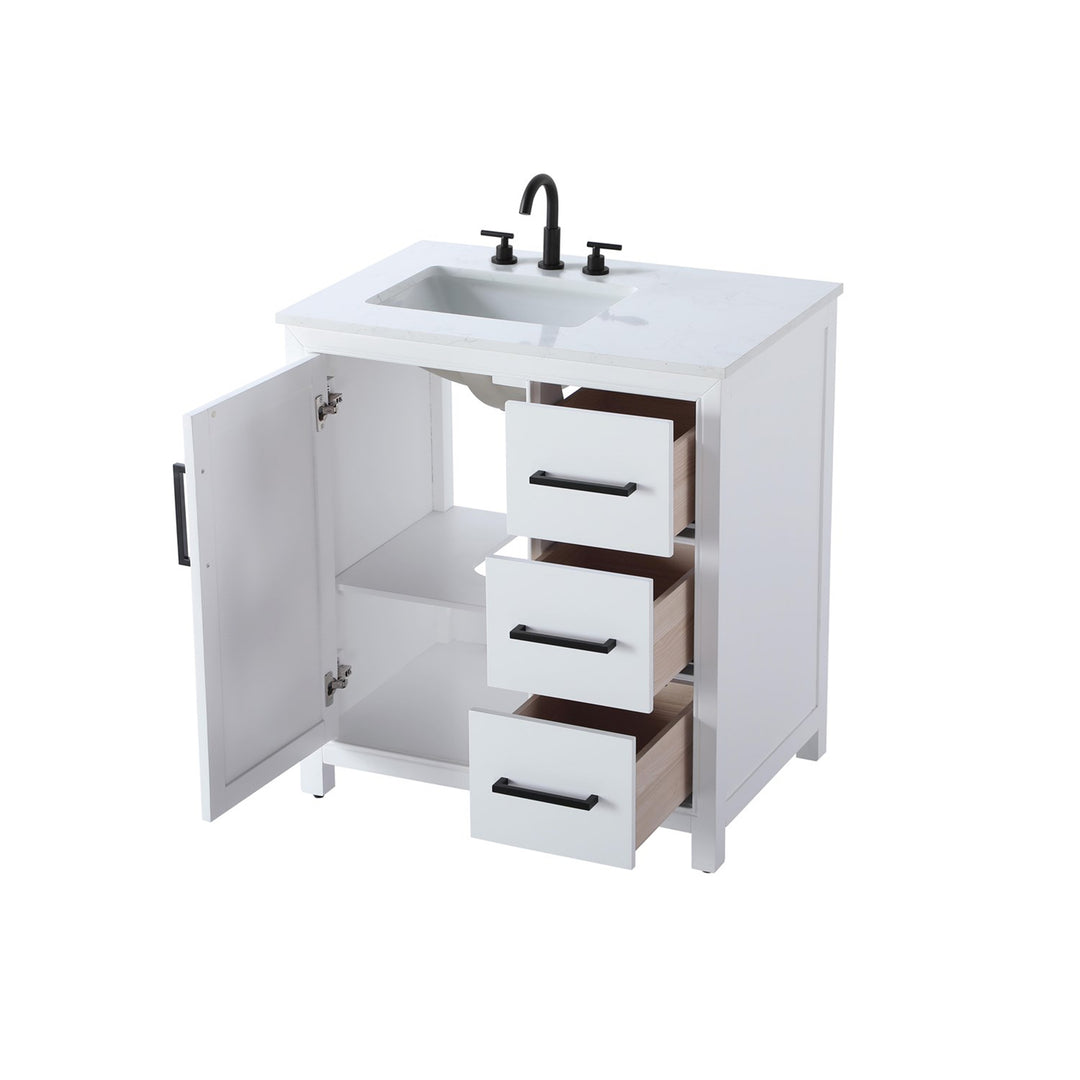32 Inch Single Bathroom Vanity In White - View 4 - Joshua Marshal