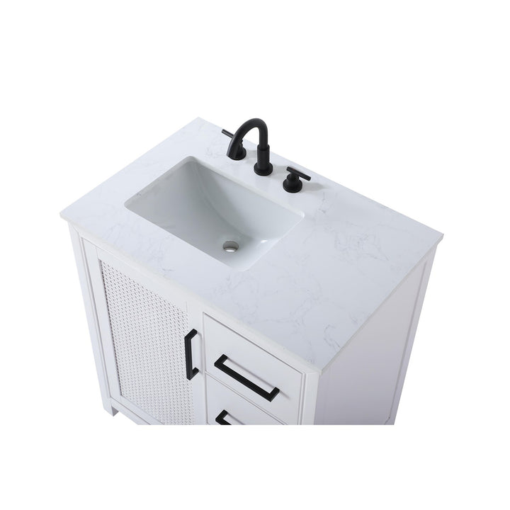32 Inch Single Bathroom Vanity In White - View 5 - Joshua Marshal