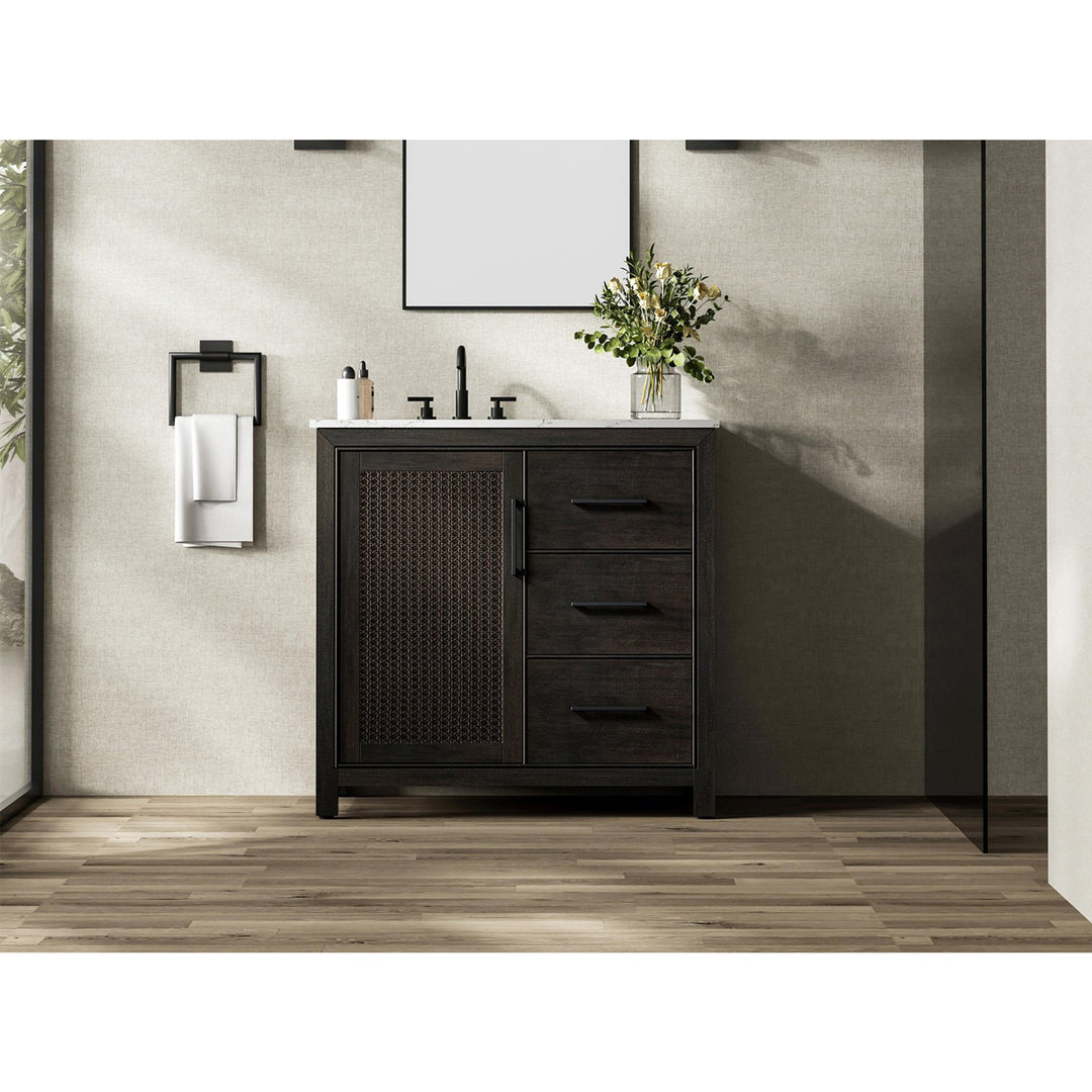 36 Inch Single Bathroom Vanity In Chocolate Oak - View 2 - Joshua Marshal