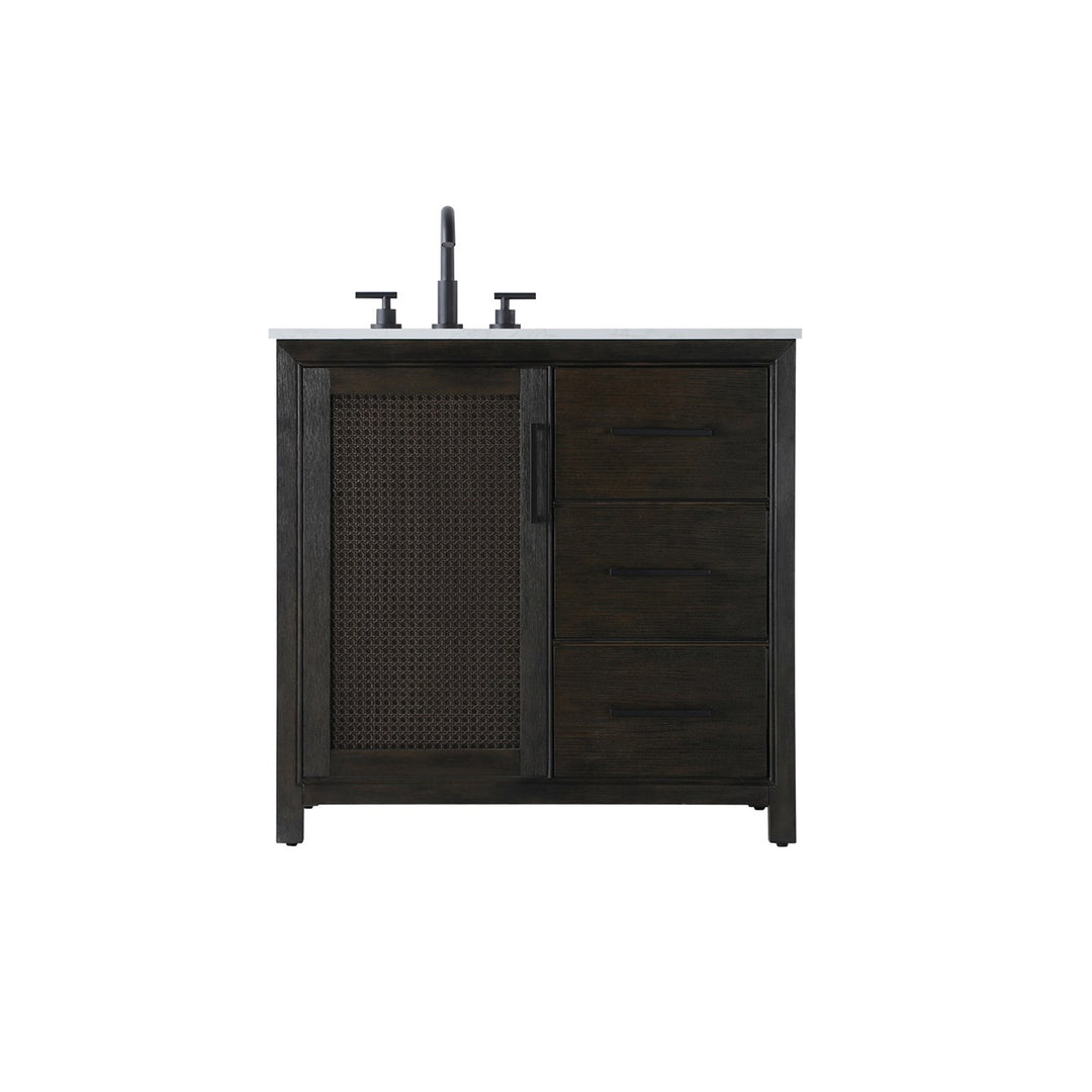36 Inch Single Bathroom Vanity In Chocolate Oak - View 3 - Joshua Marshal