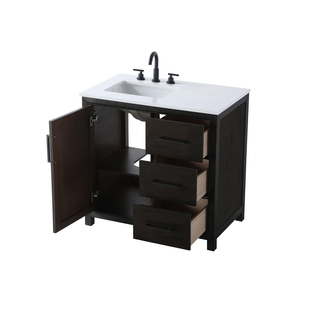 36 Inch Single Bathroom Vanity In Chocolate Oak - View 4 - Joshua Marshal